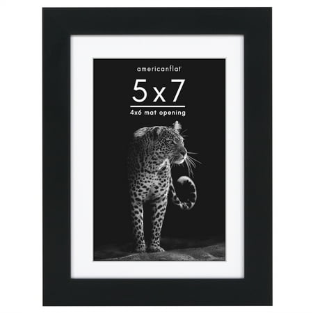Americanflat 5x7 Picture Frame with Shatter-Resistant Glass with 4x6 Mat Display Photo Soho Collection - Black