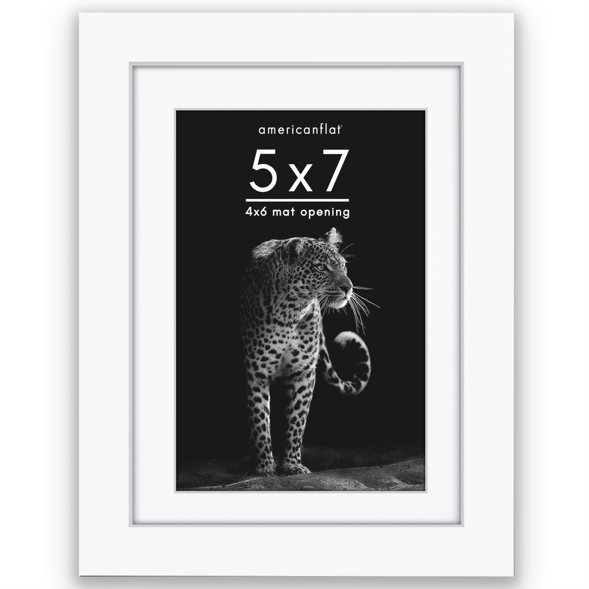 Americanflat 5" x 7" Gallery-Style Picture Frame with Mat to Secure Artwork, Prints, and Photos - White