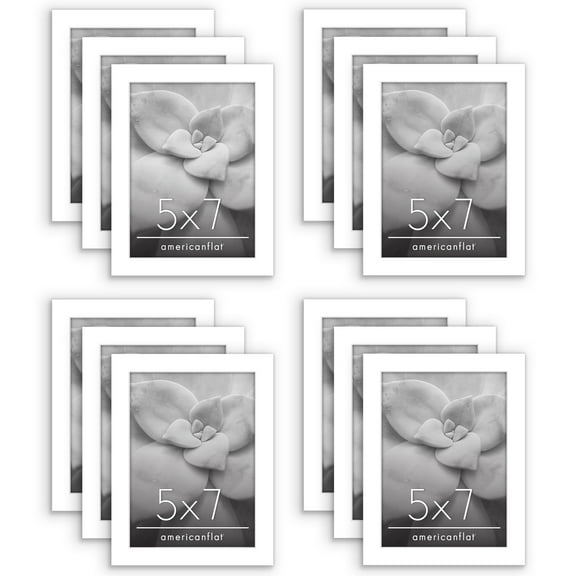 Americanflat 5" x 7" Picture Frame Set to Enhance Wall Decor - White - 12 Pack