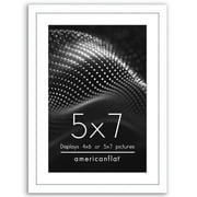 Americanflat 5x7 Picture Frame with Shatter-Resistant Glass with 4x6 Mat Display Photo Streamline - White