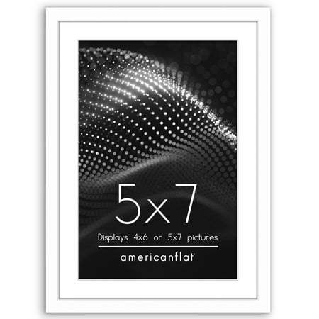 Americanflat 5x7 Picture Frame with Shatter-Resistant Glass with 4x6 Mat Display Photo Streamline - White