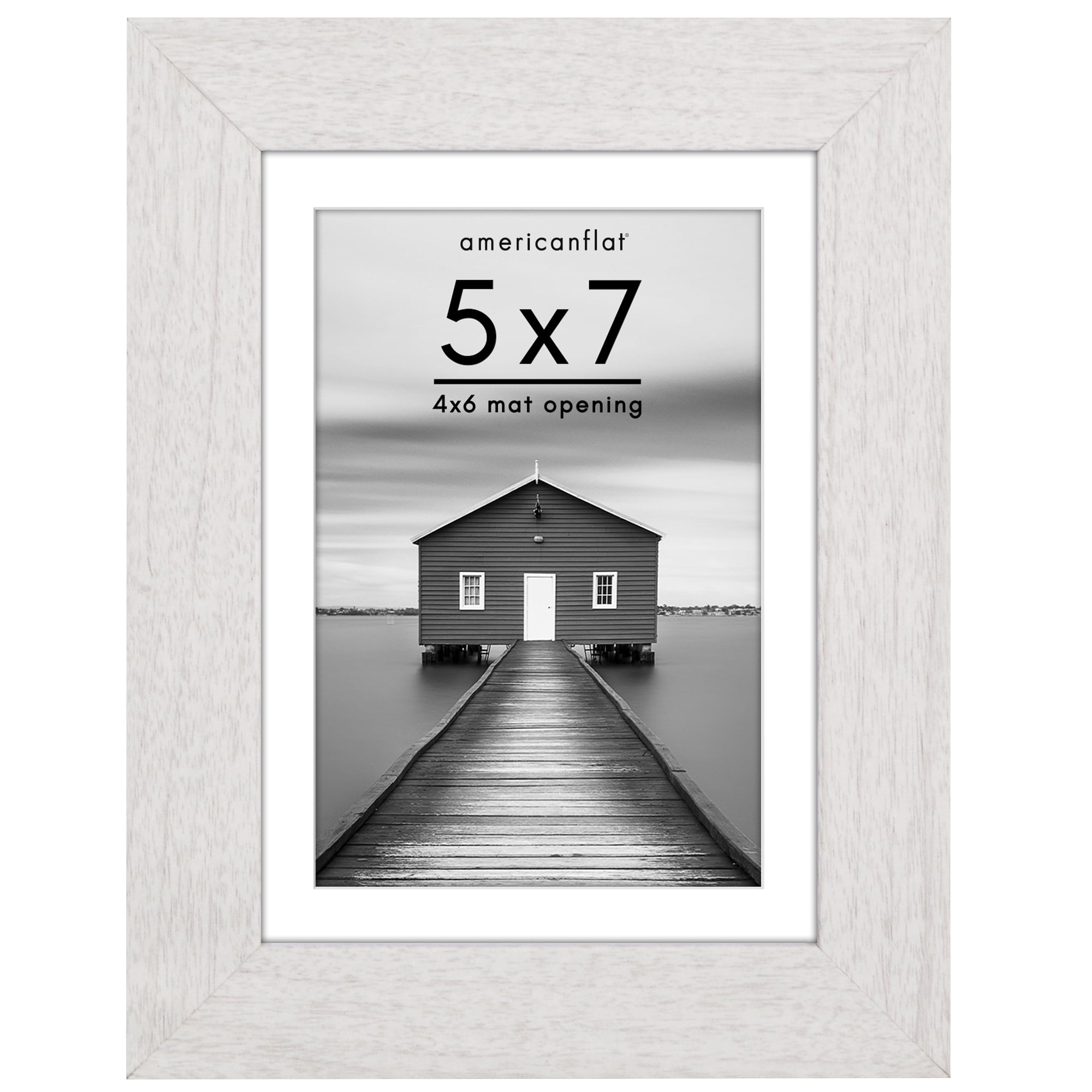 Americanflat 5x7 Picture Frame with Shatter-Resistant Glass with 4x6 Mat Display Photo Hudson Wide - White