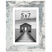 Americanflat 5x7 Picture Frame with Shatter-Resistant Glass Fits 4x6 Photos with Mat Hudson Collection Distressed - White