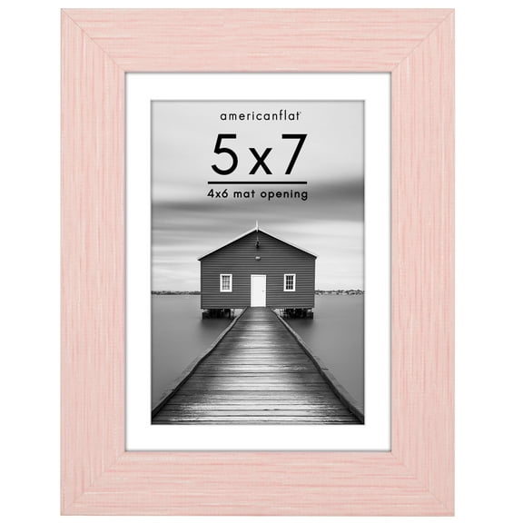 Americanflat 5x7 Picture Frame with Shatter-Resistant Glass Fits 4x6 Photos with Mat Hudson Distressed - Pink
