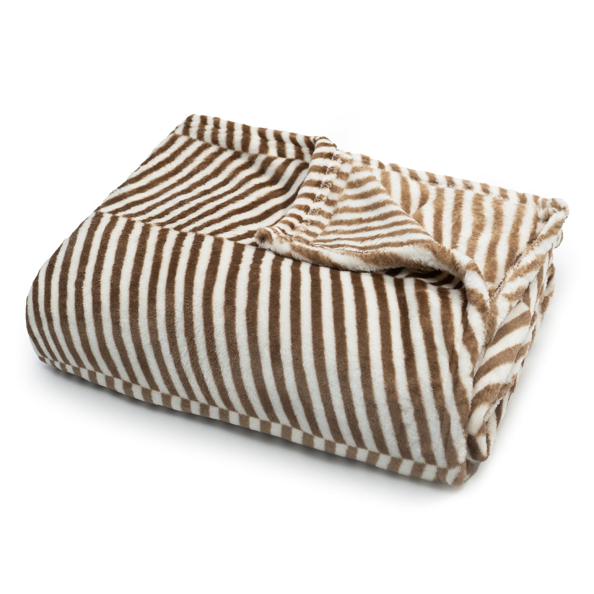 Americanflat 50x60 Fleece Throw Blanket - Classic Herringbone Pattern Design - Soft Throw For Couch And Bed - Cozy Comfort For Any Room - Brown