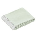 thumbnail image 1 of Americanflat 50x60 Throw Blanket, 100% Cotton with Fringe, Light Green and White Herringbone, all seasons blanket, 1 of 6