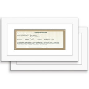 Americanflat 5x10 Picture Frame with Shatter-Resistant Glass with 3.5x8 Mat 2 Pack Business License - White