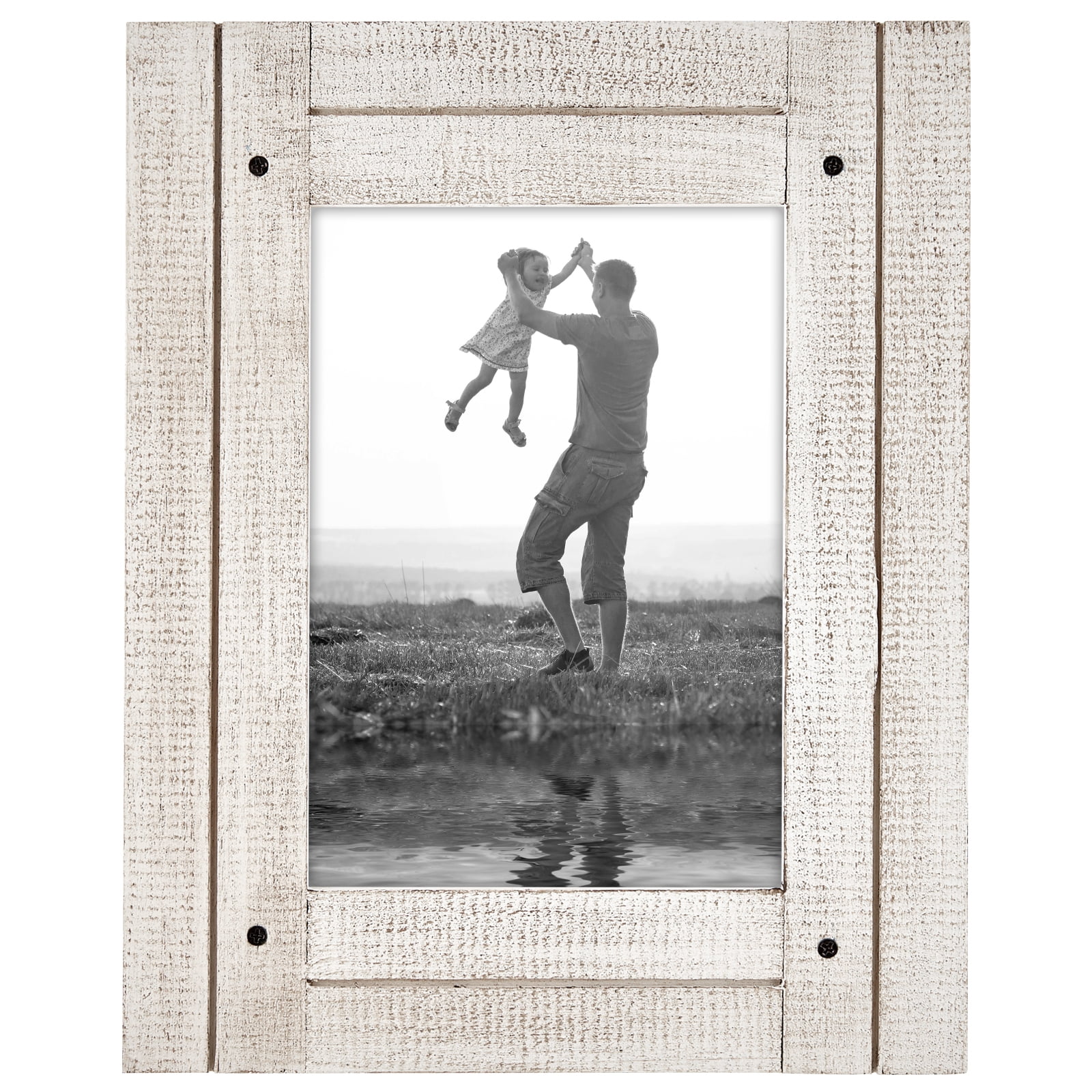Americanflat 5x7 Aspen White Distressed Wood Frame Display 5x7 Inch  Photos