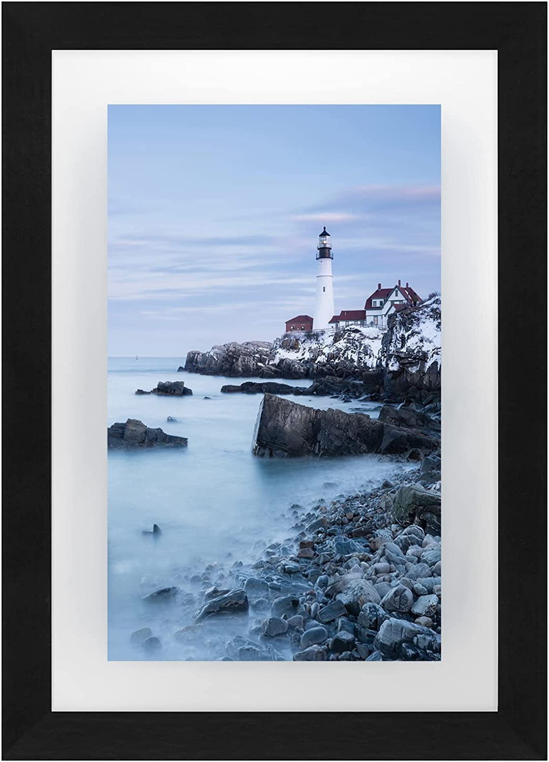 Americanflat 5x7 Floating Picture Frame in Black with Polished Glass and Hanging Hardware Included - Backless Frame with Easel for 4x6 Photos in Horizontal and Vertical Formats for Wall and Tabletop