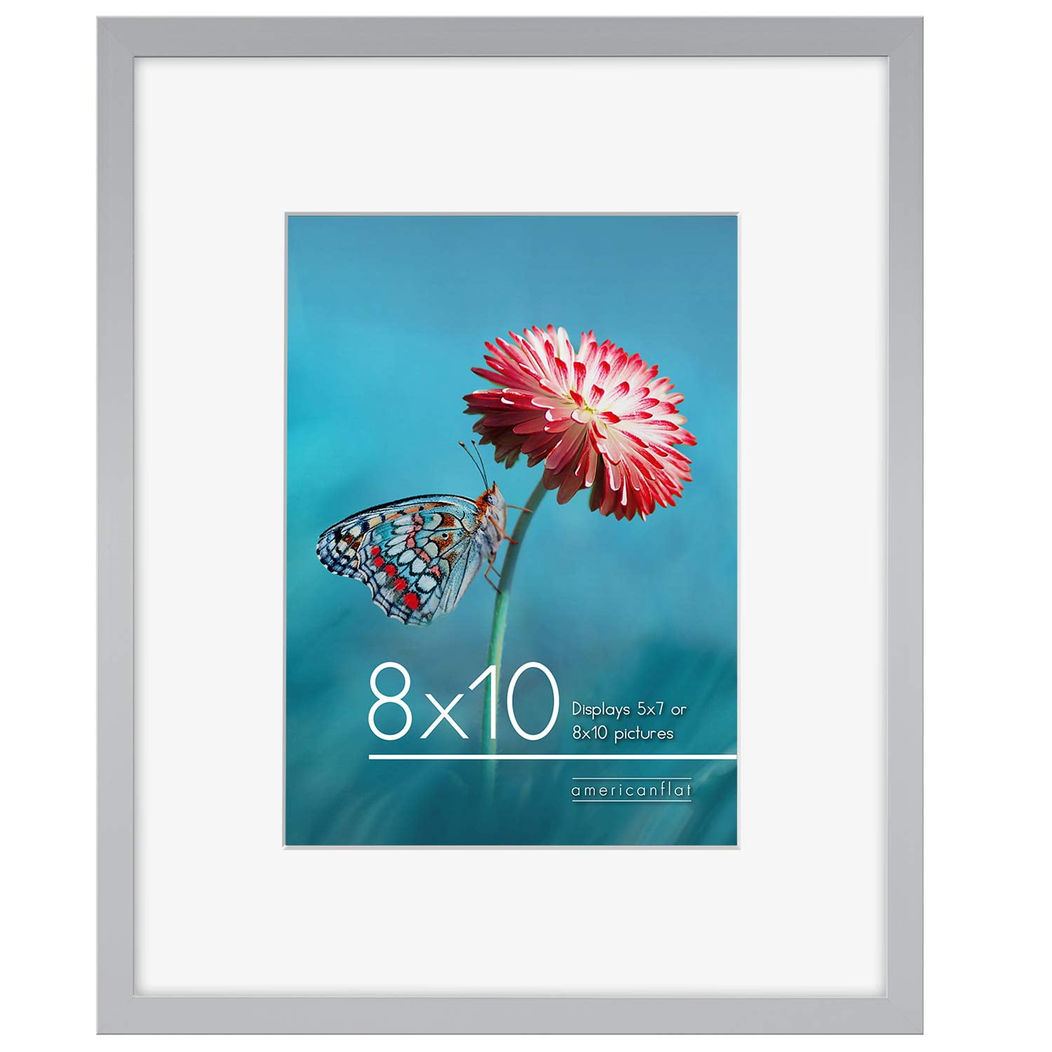 Americanflat 5x7 Picture Frame in Gold - Displays 4x6 With Mat and 5x7 Without Mat - Horizontal and Vertical Formats for Wall and Tabletop