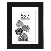 Americanflat 5x7 Picture Frame with Shatter-Resistant Glass with 4x6 Mat cover allows print create elegant - Black
