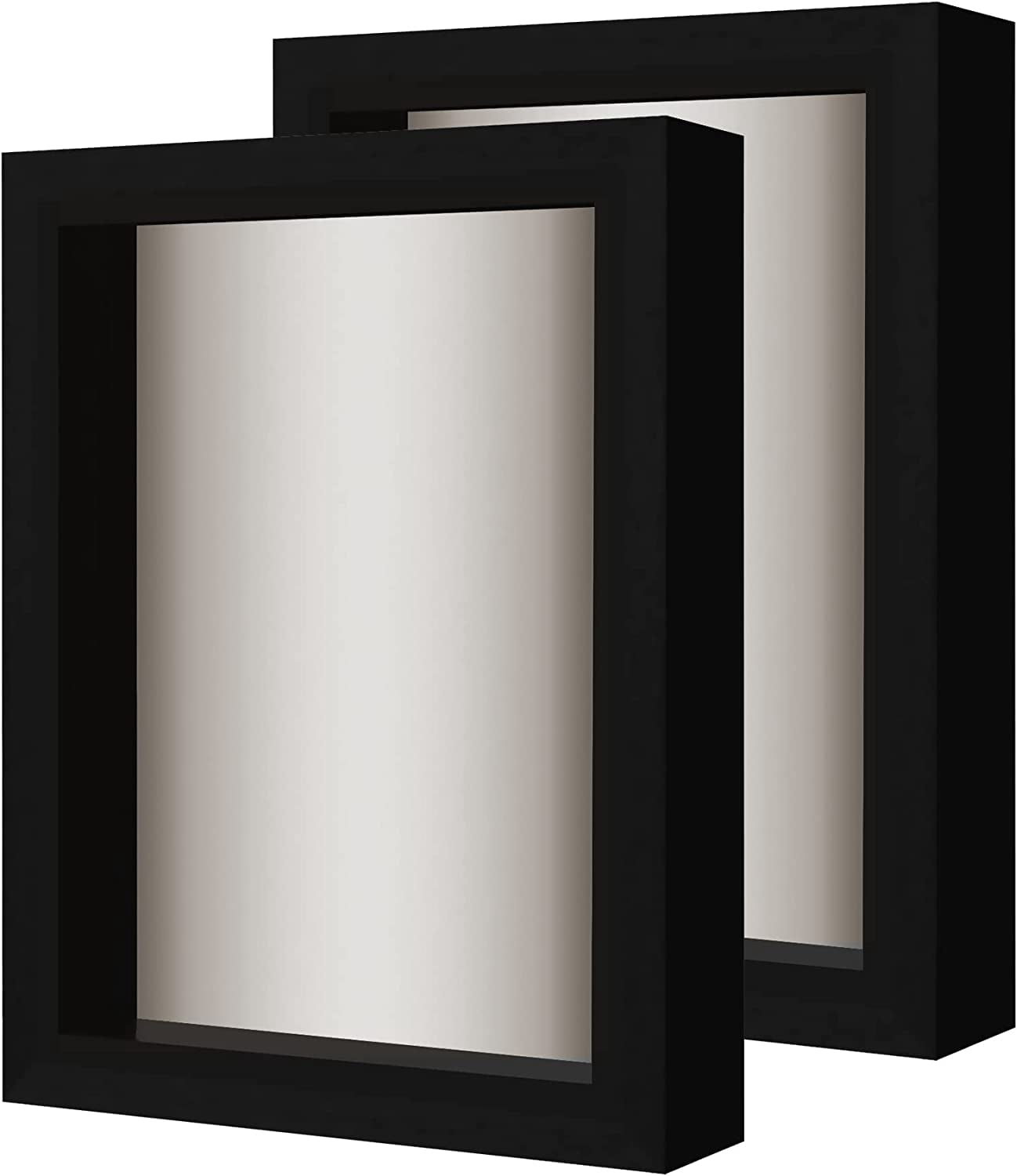 Americanflat 5x7 Shadow Box Frame in Black with Soft Linen Back - Composite Wood Frame with Shatter Resistant Glass for Wall and Tabletop - Memory Box with Pin Board - 2 Pack