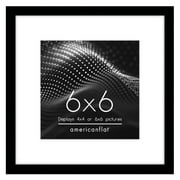 Americanflat 6x6 Picture Frame with Shatter-Resistant Glass with 4x4 Mat Display Photo Streamline - Black