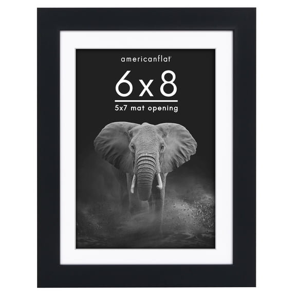 Americanflat 6x8 Picture Frame with Shatter-Resistant Glass with 5x7 Mat Display Photo Soho Collection - Black
