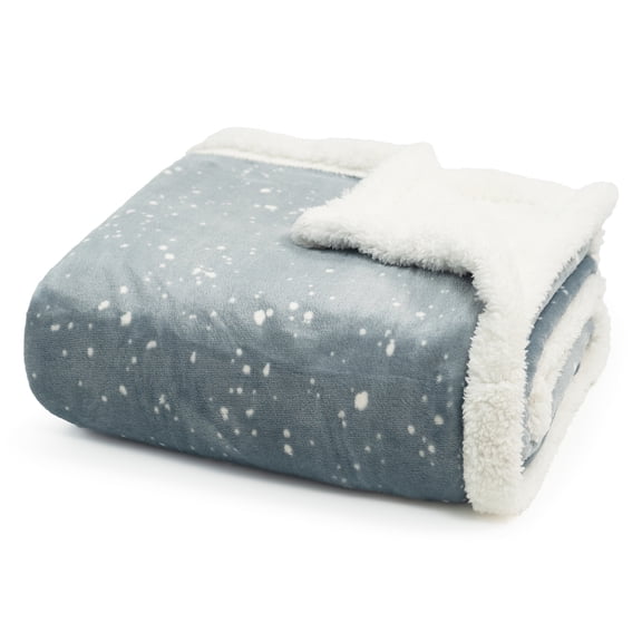 Americanflat 60x80 Oversized Speckle Fleece Throw Blanket - Reversible Sherpa Backing - Ultra Soft Plush Comfort - Cozy Warmth For Couch Or Bed - Grey