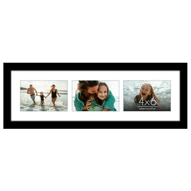 Americanflat 6x20 Collage Picture Frame - Fits Three 4x6 Photos or One 6x20 Picture - Black