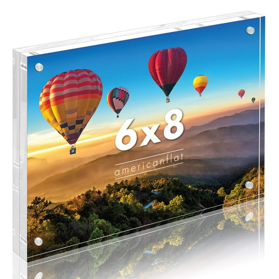 Americanflat 6x8 Acrylic Frame, transparent and scratch-resistant quality, free-standing frame for tabletop