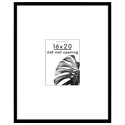 Americanflat 16x20 Picture Frame with Polished Plexiglass with 6x8 Mat Display Photo Streamline Thin - Black