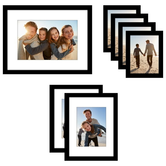 Americanflat 7 Piece Gallery Wall Frame Set (1) 12x16 (2) 9x12 (4) 6x8 - Black