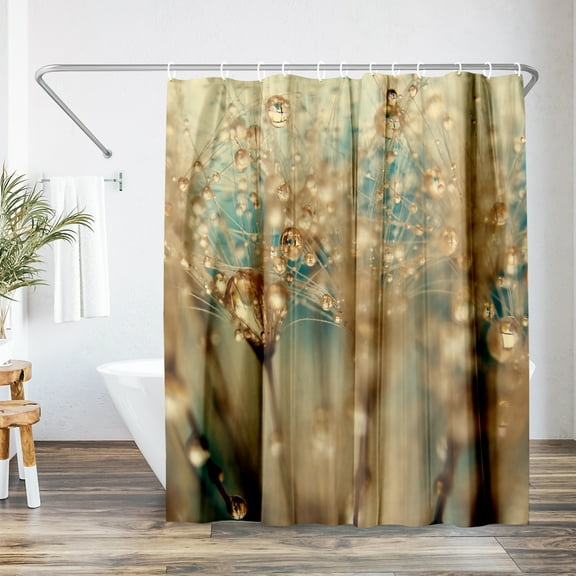 Americanflat 71" x 74" Shower Curtain, Droplets Of Gold by Ingrid Beddoes