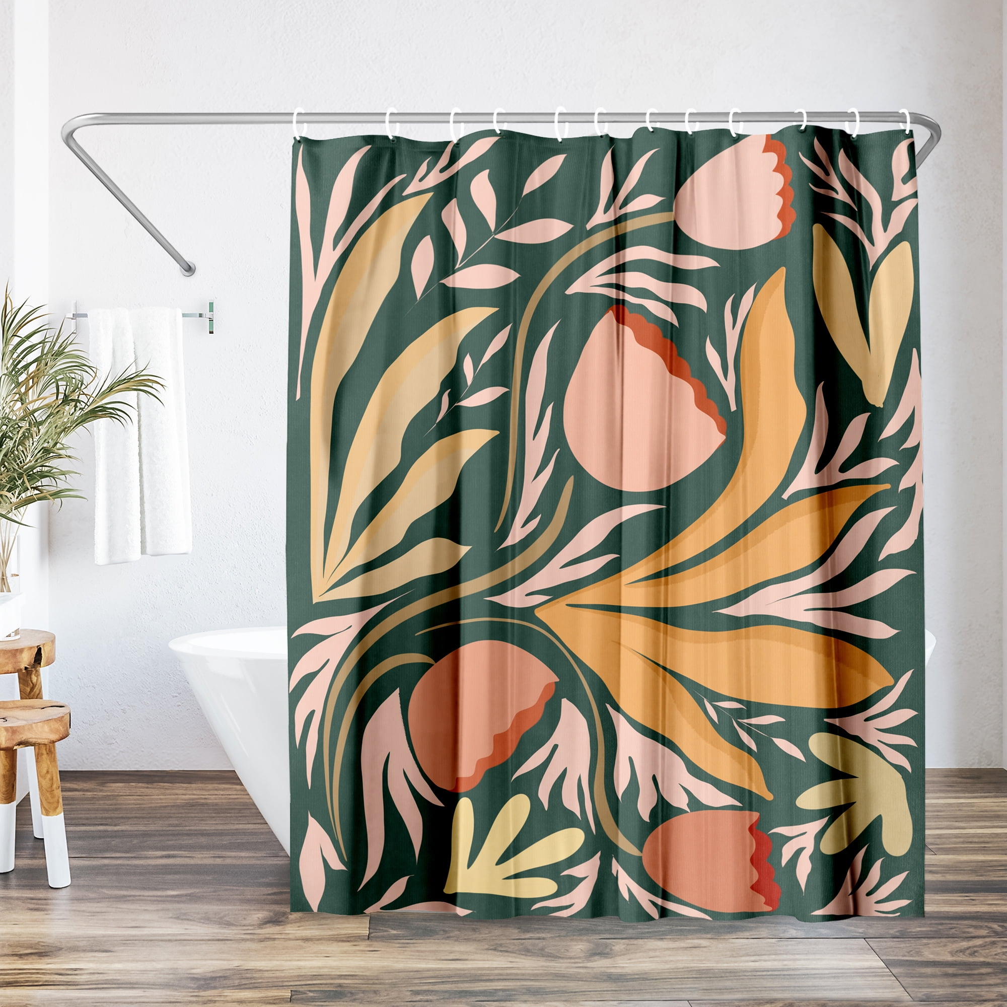 Americanflat 71" x 74" Shower Curtain, Floral Series by Lunette by Parul