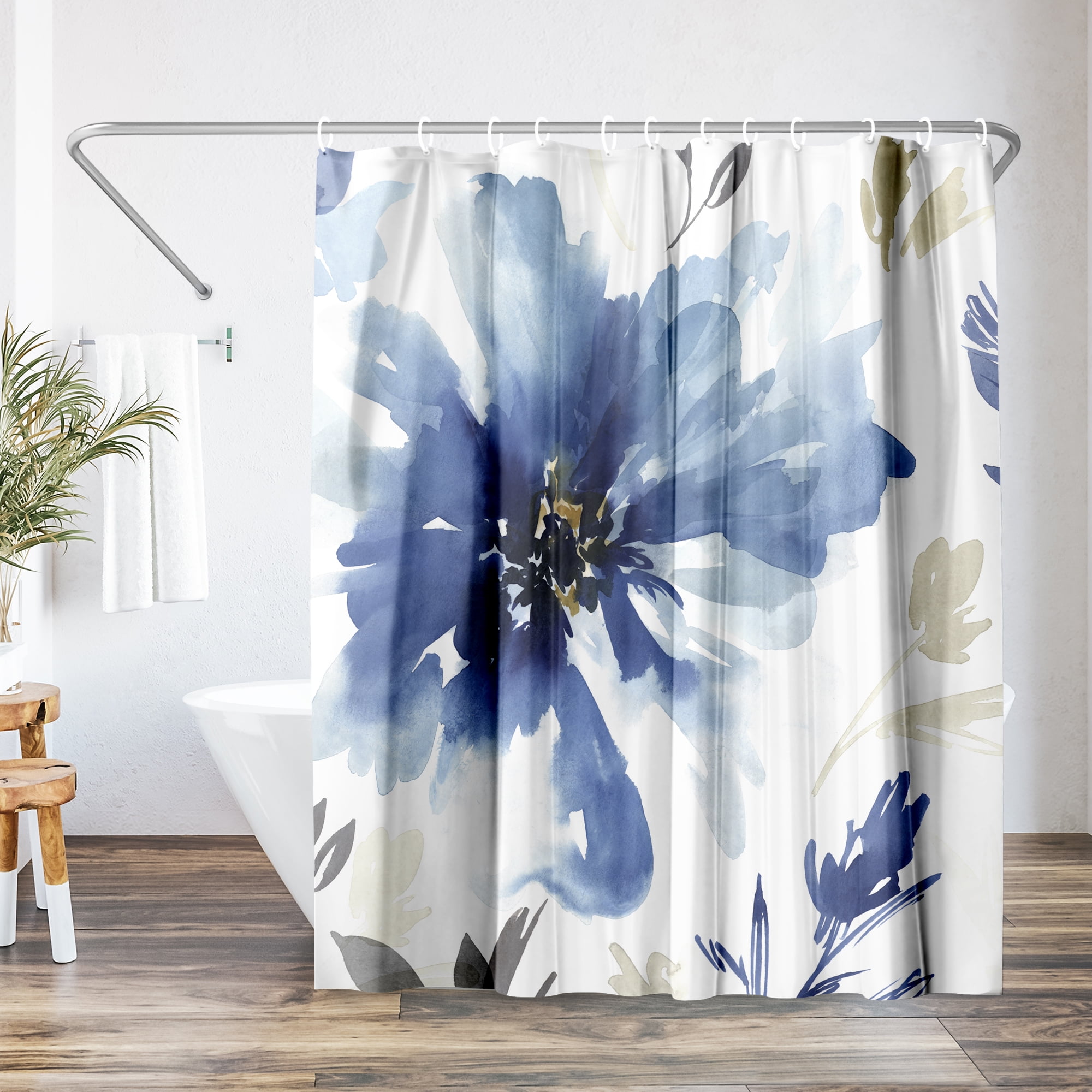 Americanflat 71" x 74" Shower Curtain, Indigo Version Finesse I Indigo Version by PI Creative Art
