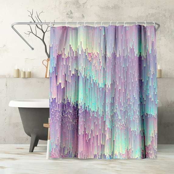 Americanflat 71" x 74" Shower Curtain, Iridescent Glitches by Emanuela Carratoni