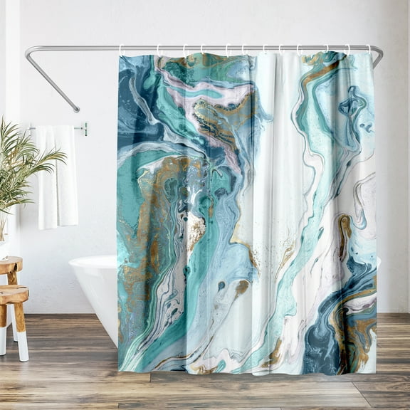 Americanflat 71" x 74" Shower Curtain, Marble Petroleum Ii by PI Creative Art