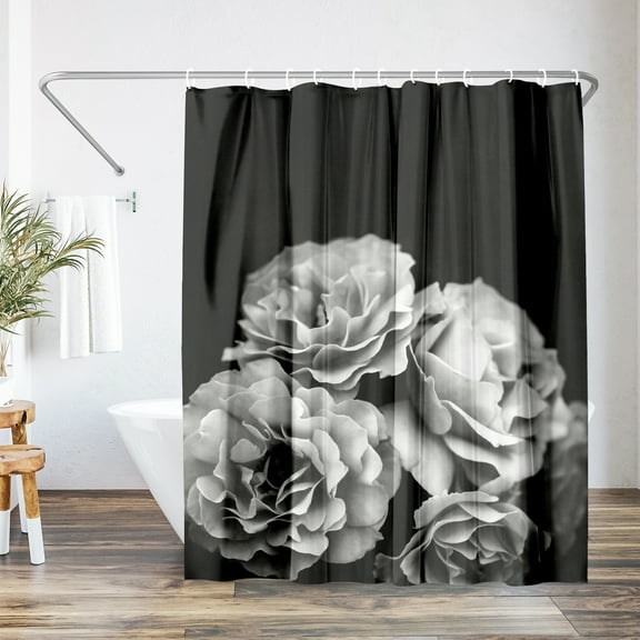 Americanflat 71" x 74" Shower Curtain, Moody Roses by Chaos & Wonder Design