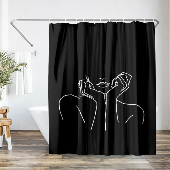 Americanflat 71" x 74" Shower Curtain, ThinkingBlack by Martina