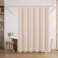thumbnail image 1 of Americanflat 71x71 Woven Linen Pink Shower Curtain with Tassel Accents - Includes 12 Grommets and Hooks - 100% Polyester, 1 of 8