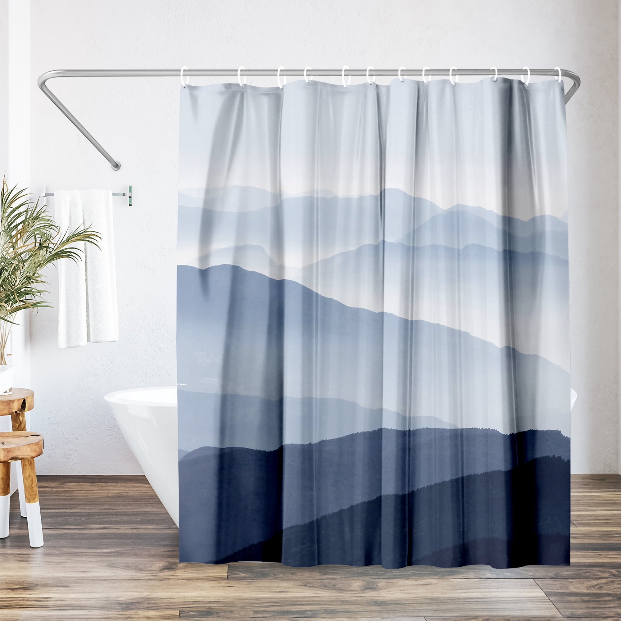 Americanflat 71x74 Blue Mountain Shower Curtain - 100% Polyester Shower Curtain