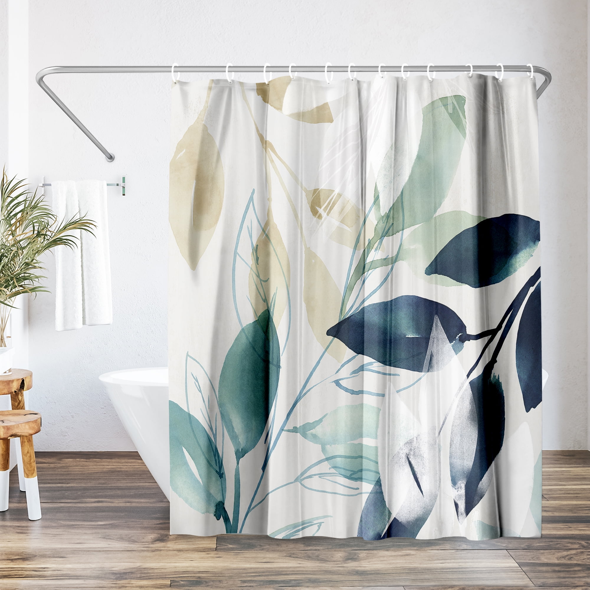 Americanflat 71x74 Green Sleeves Shower Curtain - 100% Polyester Shower Curtain