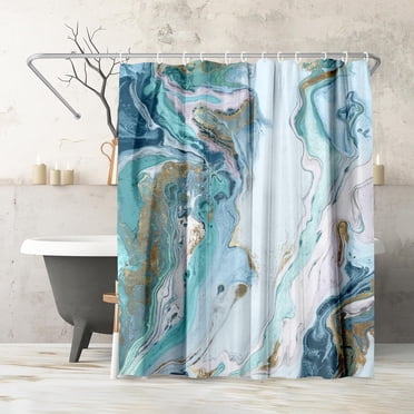 Blue Canyon 180cm X 180cm Polyester Shower Curtain – 12 Hooks Included, Weighted Hem