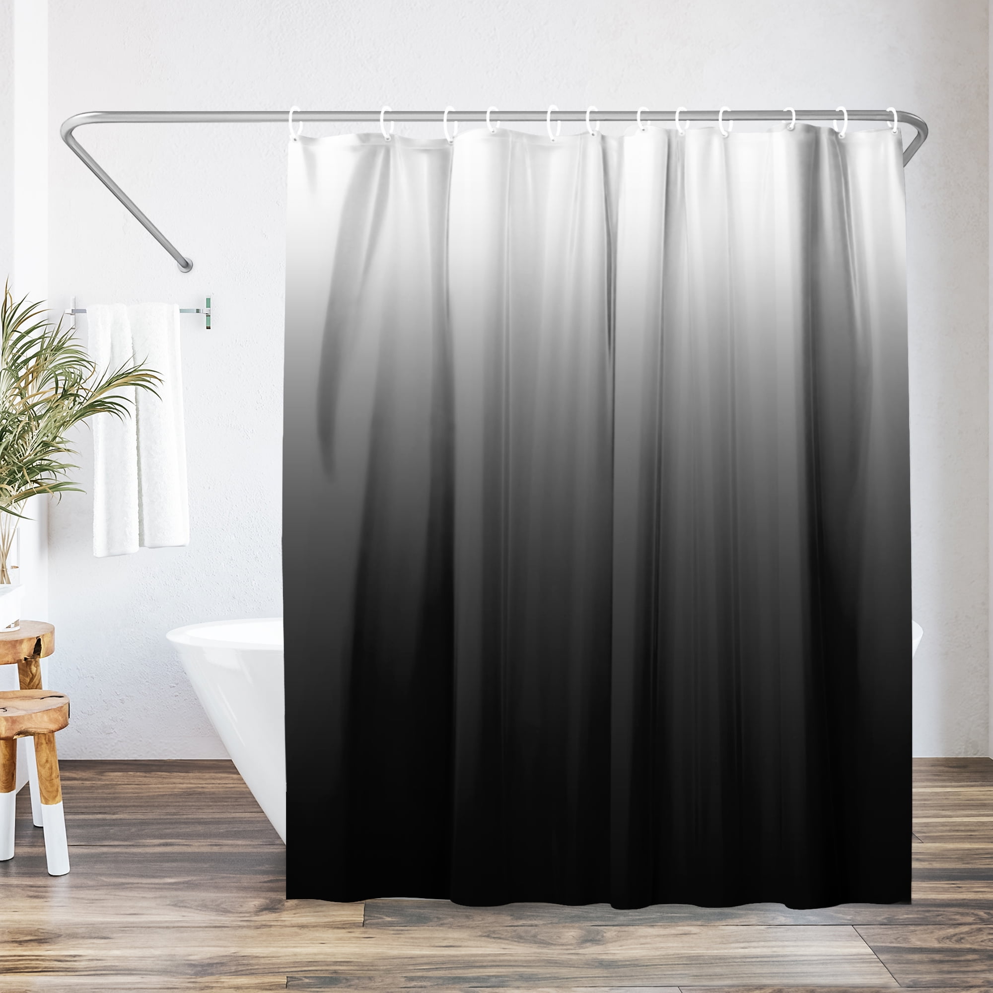 Americanflat 71x74 Ombre Black Shower Curtain - Water Resistant - Polyester Fabric