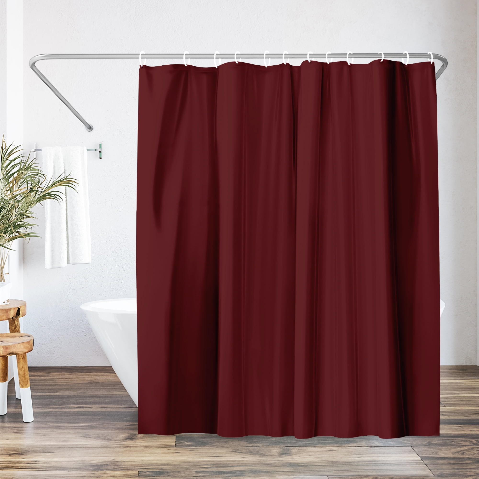 Americanflat 71x74 Solid Burgundy Shower Curtain - Water Resistant ...