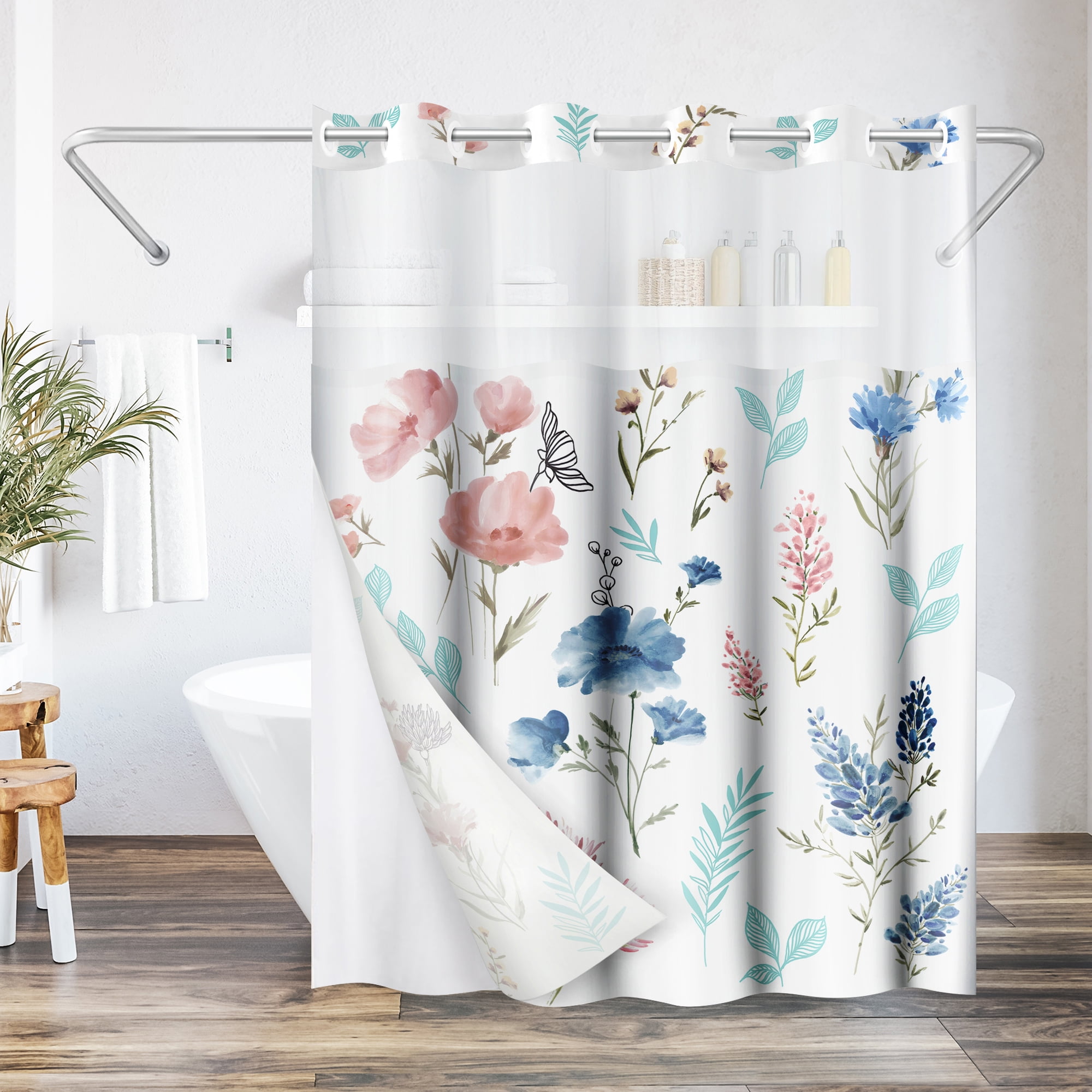 Pink And Blue Shower Curtainnull