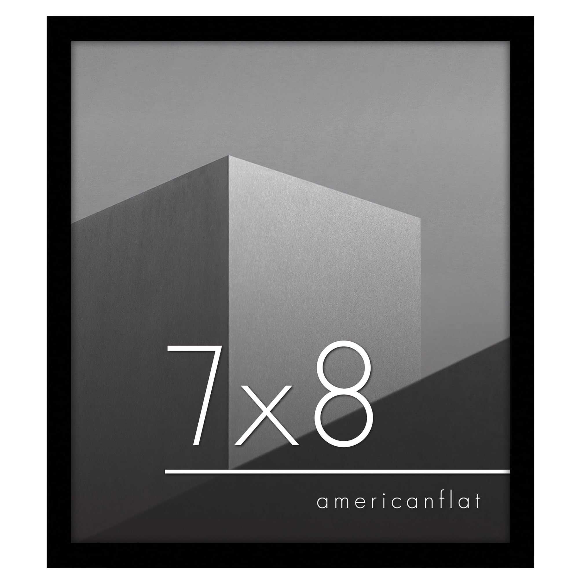 Americanflat 7x8 Picture Frame in Black Thin Border Photo Frame with