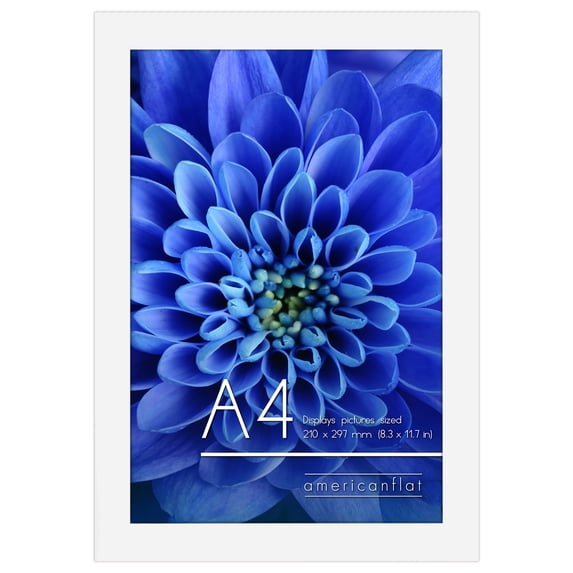 Americanflat 8.5x11.7 Poster Frame with Shatter-Resistant Glass ideal displaying pictures sized inches - White