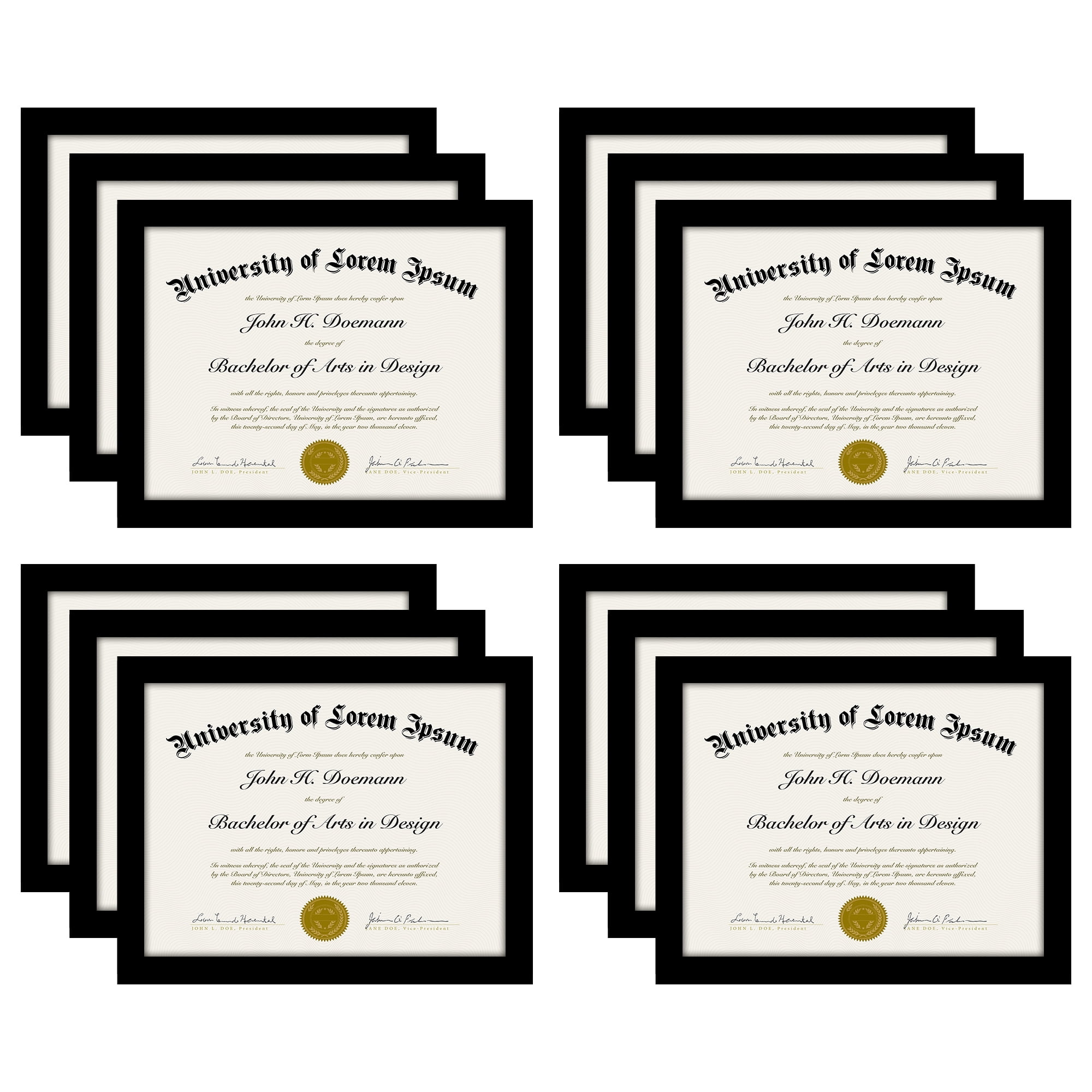 Americanflat 8.5x11 Picture Frame with Polished Plexiglass 12 Pack Signature Collection Frames Photo - Black