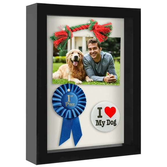 Americanflat 8.5" x 11"Shadow Box Frame with Shatter-Resistant Glass - Large Shadow Box Display Case for Tabletop and Wall Display - Black