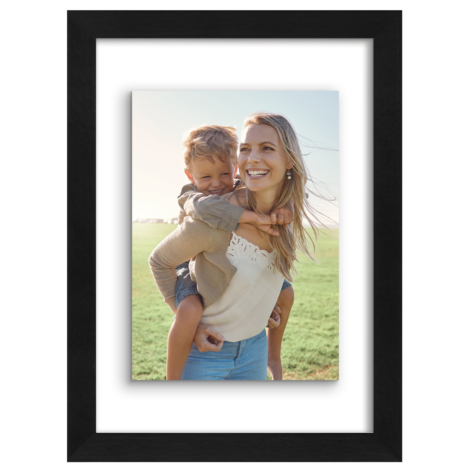 Americanflat 8.5x11 Picture Frame Floating Polished Crystal Clear Glass Display Photo Signature Float - Black