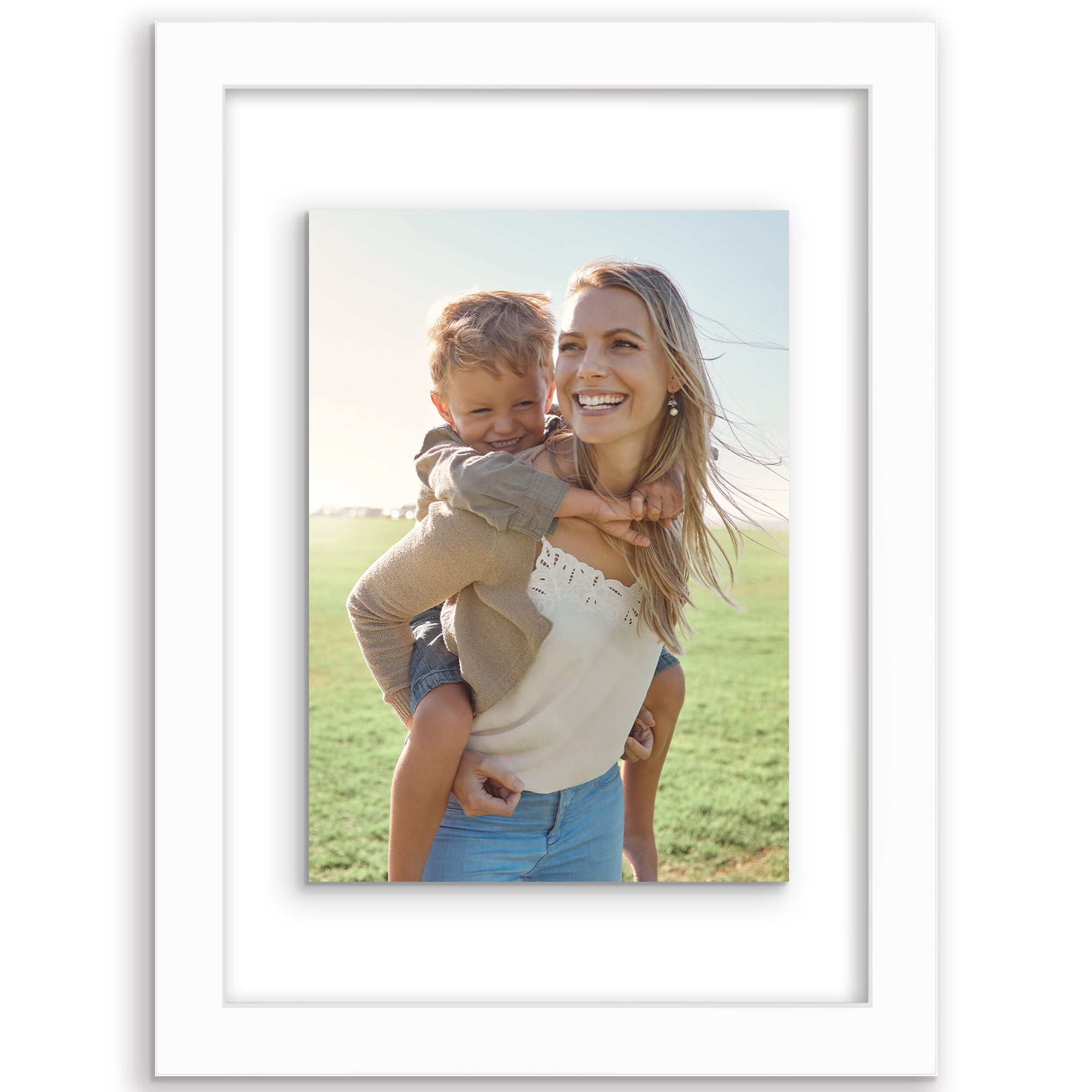 Americanflat 8.5x11 Picture Frame Floating Polished Crystal Clear Glass Display Photo Signature Float - White