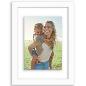 Americanflat 8.5x11 Picture Frame Floating Polished Crystal Clear Glass Display Photo Signature Float - White