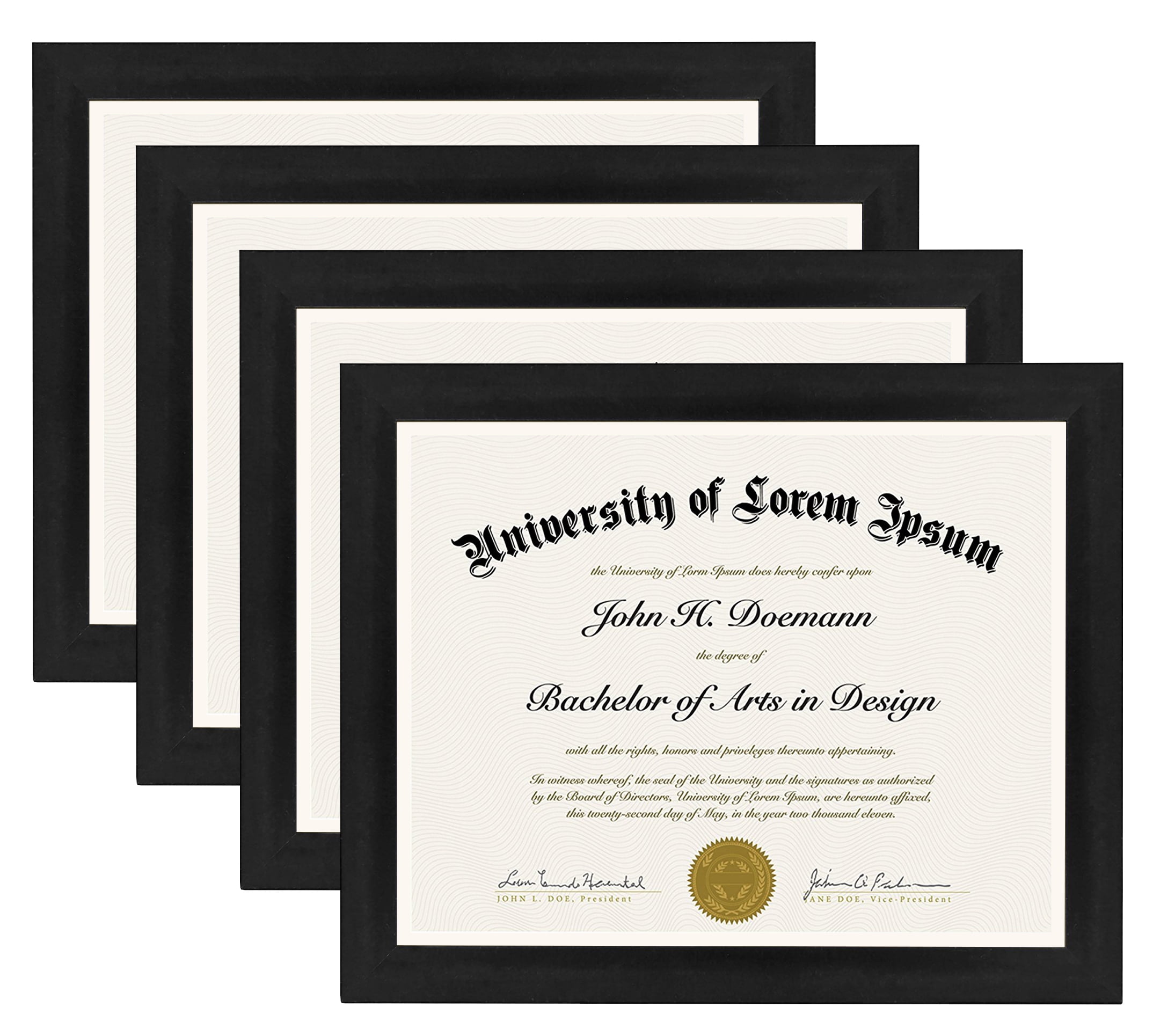 Americanflat 8.5x11 Diploma Frame in Black with Shatter Resistant Glass - Horizontal and Vertical Formats for Wall and Tabletop 4 Pack