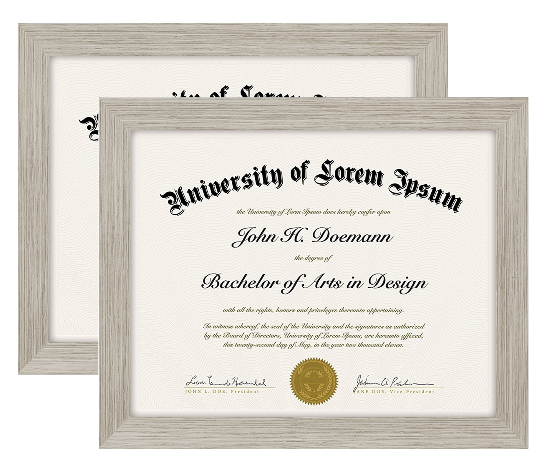 Americanflat 8.5x11 Diploma Frame in Drift Wood with Shatter Resistant Glass - Horizontal and Vertical Formats for Wall and Tabletop (2 Pack)