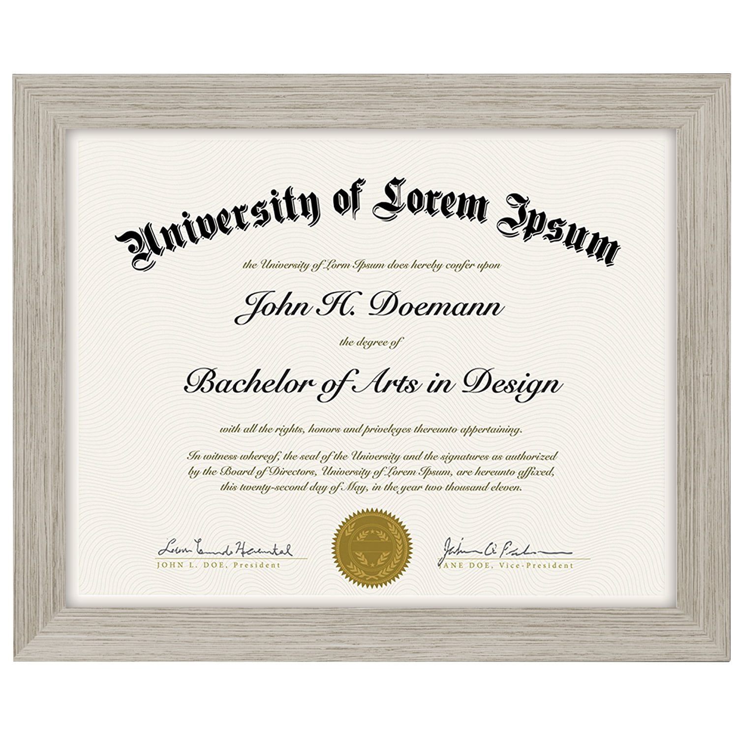 Americanflat 8.5x11 Diploma Frame in Drift Wood with Shatter Resistant Glass - Horizontal and Vertical Formats for Wall and Tabletop