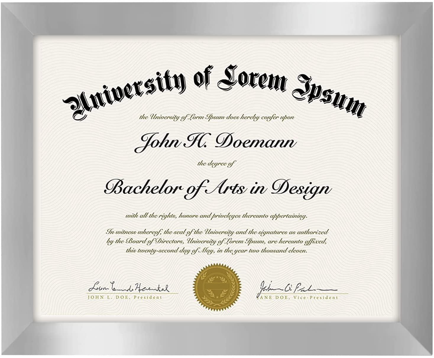 Americanflat 8.5x11 Diploma Frame in Silver with Shatter Resistant Glass - Horizontal and Vertical Formats for Wall and Tabletop