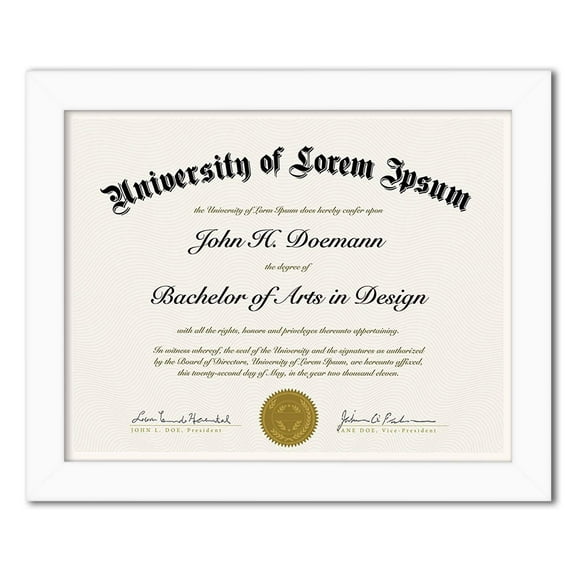 Americanflat 8.5x11 Diploma Frame in White with Shatter Resistant Glass - Horizontal and Vertical Formats for Wall and Tabletop