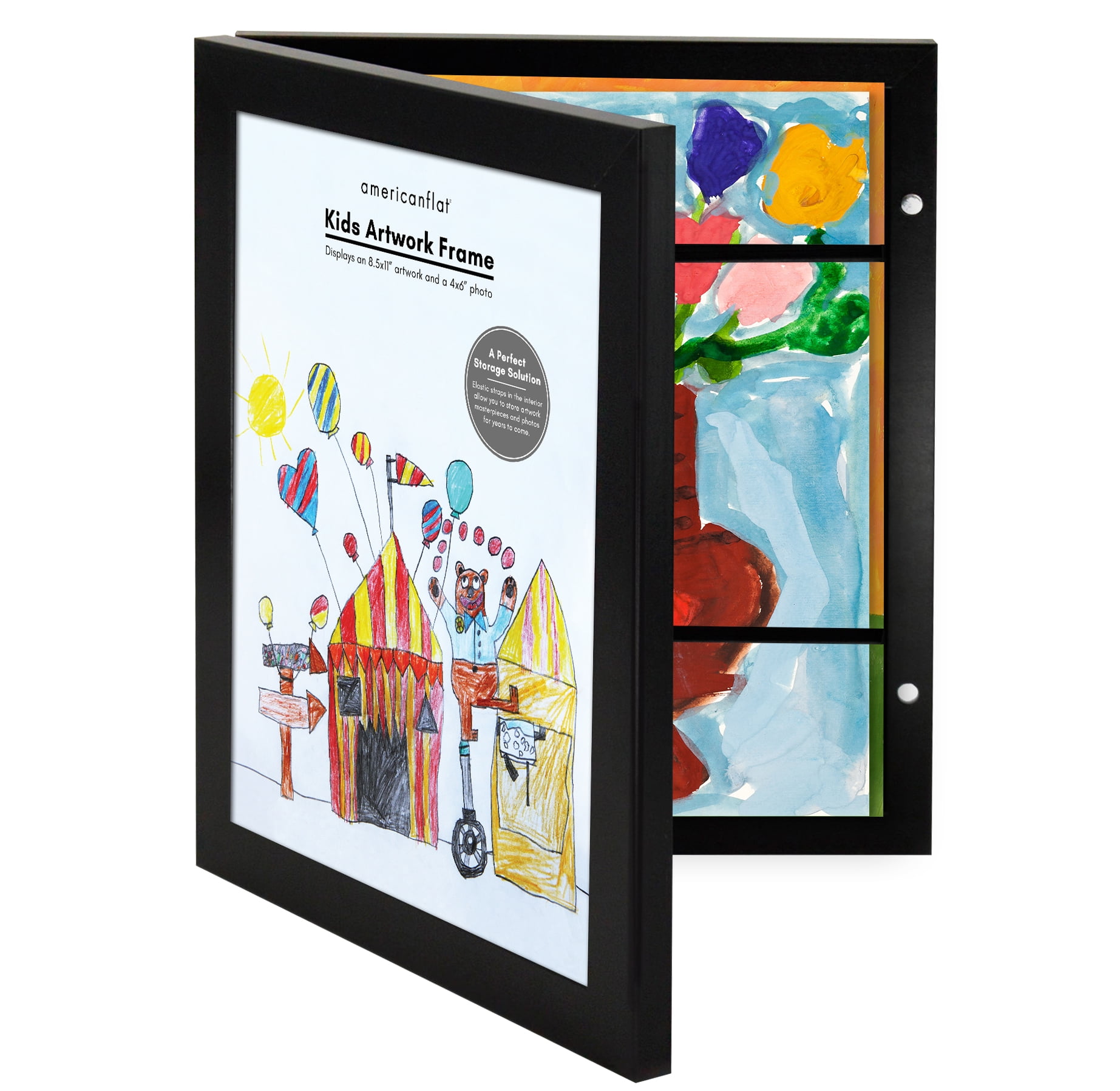 Americanflat 8.5x11 Kids Art Frame Holds 100 Artworks Front Loading ...